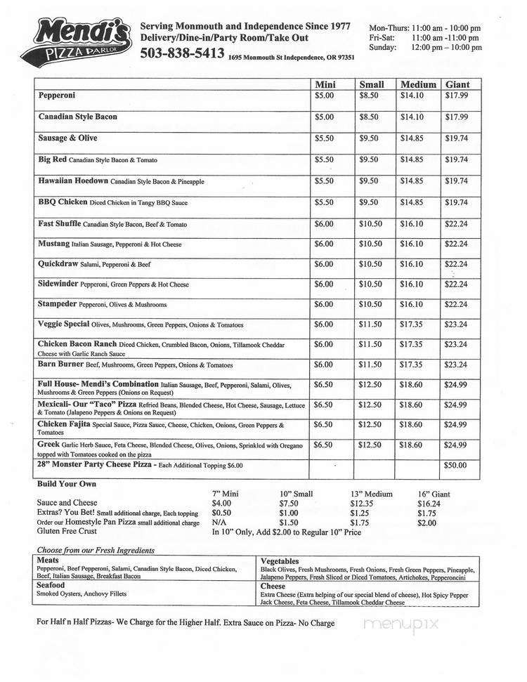 Mendi's Pizza Ltd - Independence, OR