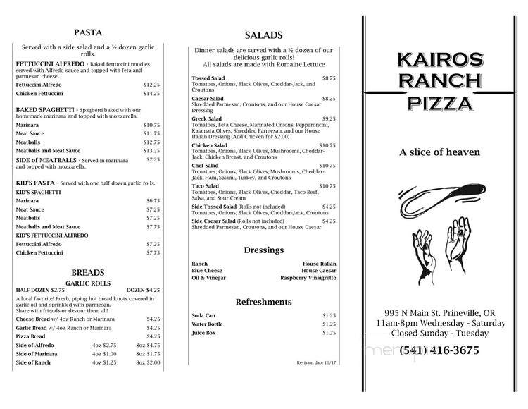 Kairos Ranch Pizza - Prineville, OR