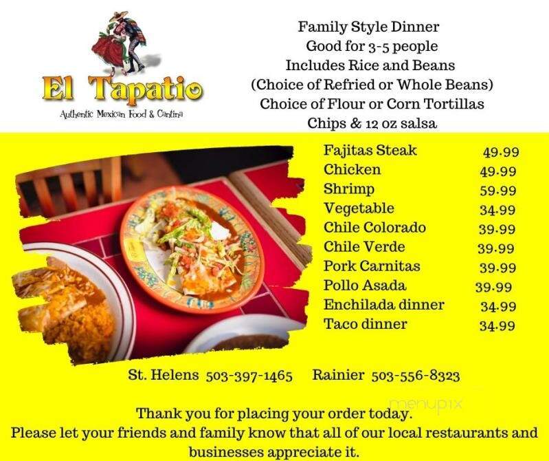 El Tapatio Authentic Mexican - Rainier, OR